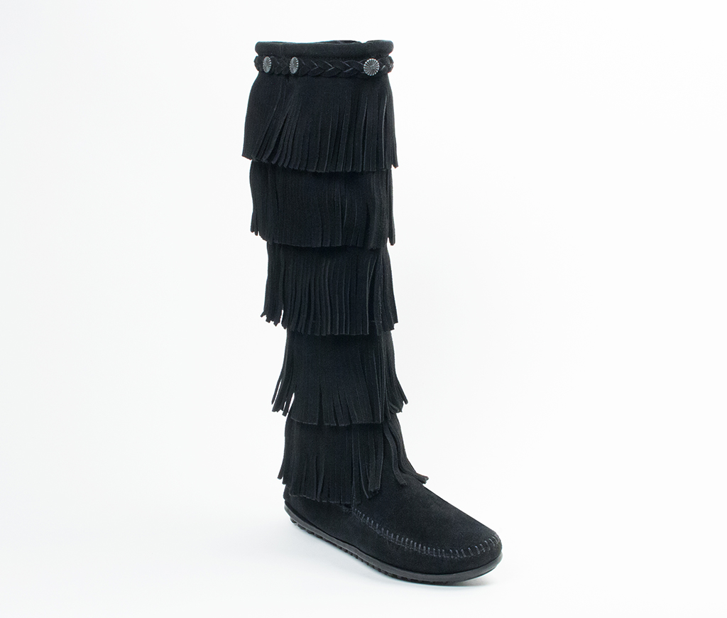 Women's 5 Layer Fringe Boot Black