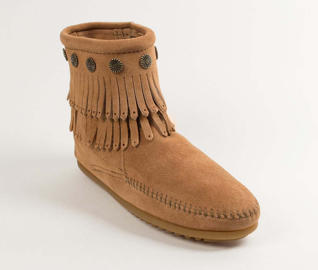 Minnetonka Women's Double Fringe Side Zip Boot - The Moccasin Shop